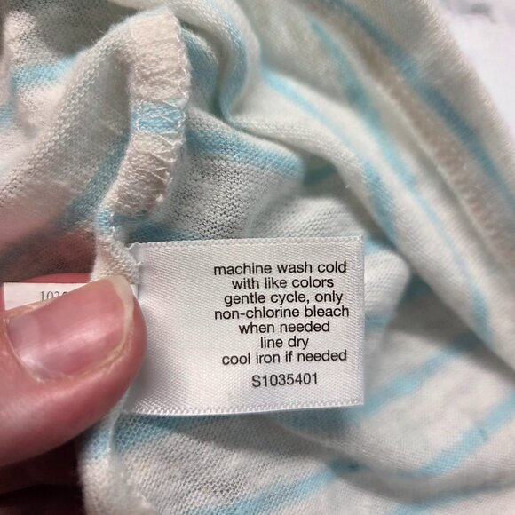 Lane Bryant 22/24 White Black Striped 3/4 sleeve Linen Blend Lightweight Tee - Picture 10 of 11